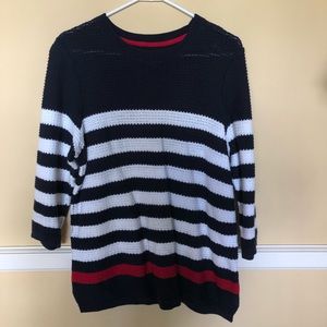 Navy and white striped sweater size Xl